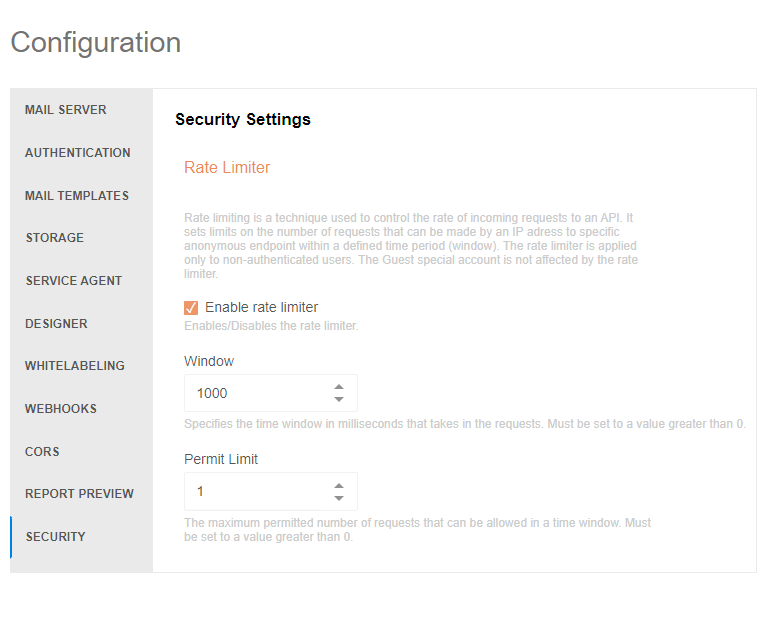 Rate Limiter Functionality in Report Server
