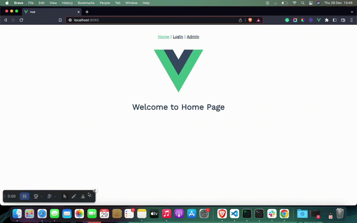 Clicking Admin takes you to the Login page