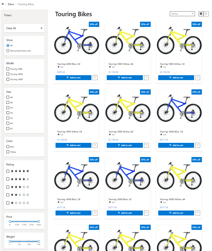 We see the Bikes - Touring Bikes subcategory