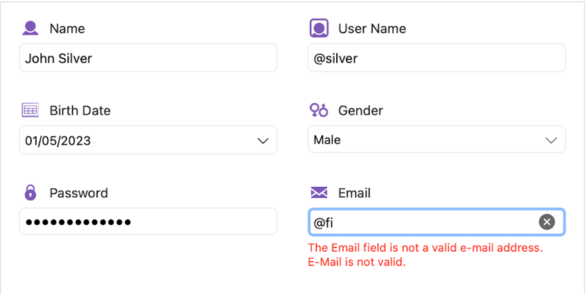 An example of a simple Telerik DataForm