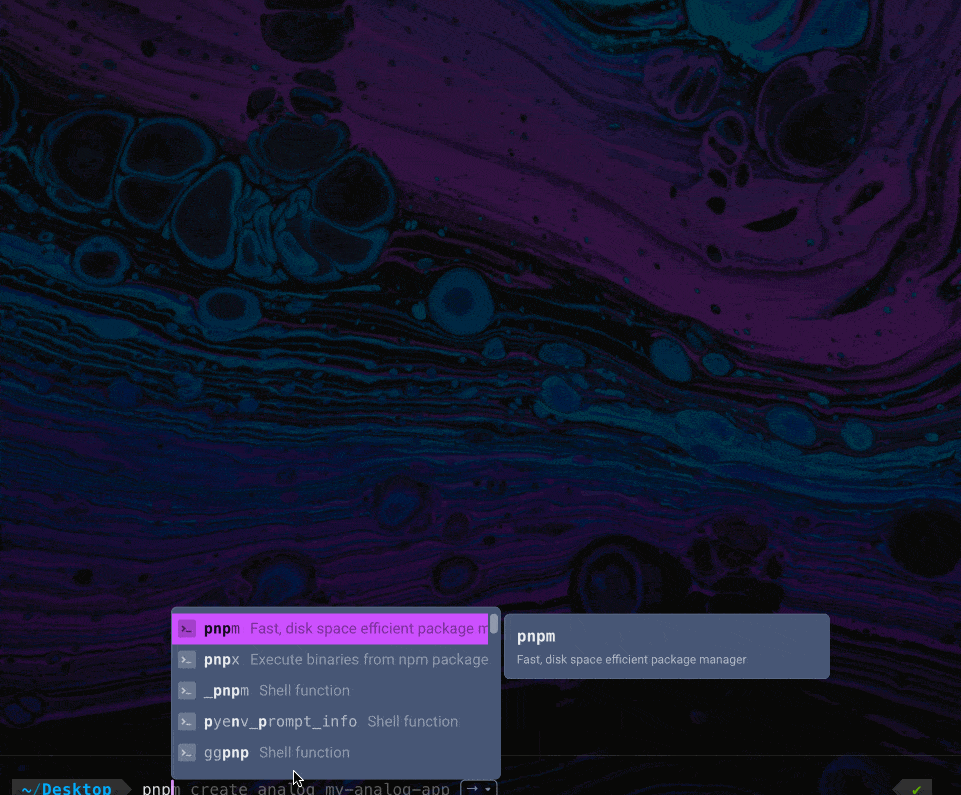 shows a GIF walk through of creating a new Analog application